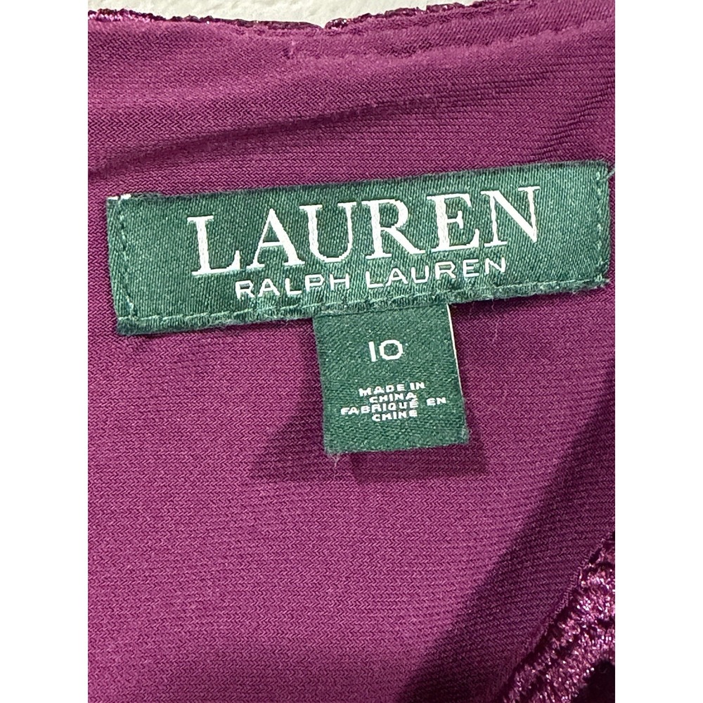 Lauren Ralph Lauren Lace Sheath Dress Purple Plum Cocktail Party Size 10 Midi - Picture 3 of 12